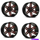 ホイール 4本セット セット4 24 "Vision 363 Razor Black Milled Spoke Red Tint Wheels 24x12 8x6.5 -51mm Set 4 24" Vision 363 Razor Black Milled Spoke Red Tint Wheels 24x12 8x6.5 -51mm