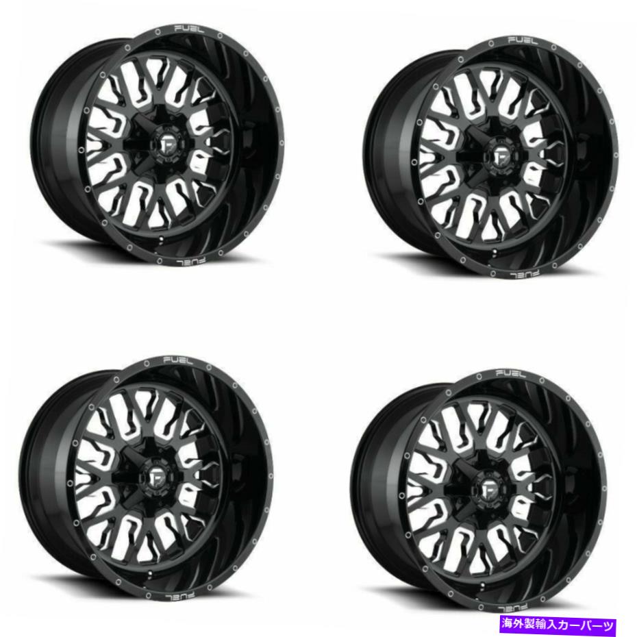 ホイール　4本セット セット4 20 "燃料D611ストローク20x9グロスブラックミリング8x180ホイール +20mmトラックリム Set 4 20" Fuel D611 Stroke 20x9 Gloss Black Milled 8x180 Wheels +20mm Truck Rims