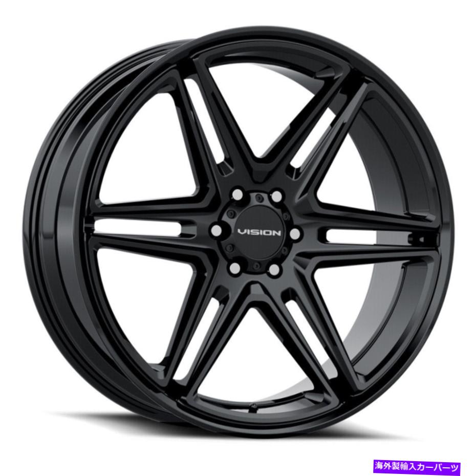 ホイール　4本セット ビジョン476ウェッジ22x9.5 5x115 8グロスブラックホイール（4）74.1 22 