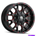 ホイール　4本セット メイヘム8015ウォリアー18x9 5x5/5x5.5 -12ブラックレッドホイール（4）87 18インチリム Mayhem 8015 Warrior 18x9 5x5/5x5.5 -12 Black Red Wheels(4) 87 18