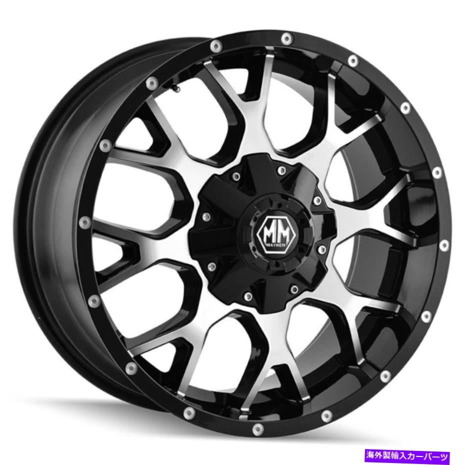 ホイール　4本セット Mayhem 8015 Warrior 20x9 8x180 18ブラック機械加工ホイール（4）124.1 20インチのリム Mayhem 8015 Warrior 20x9 8x180 18 Black Machined Wheels(4) 124.1 20