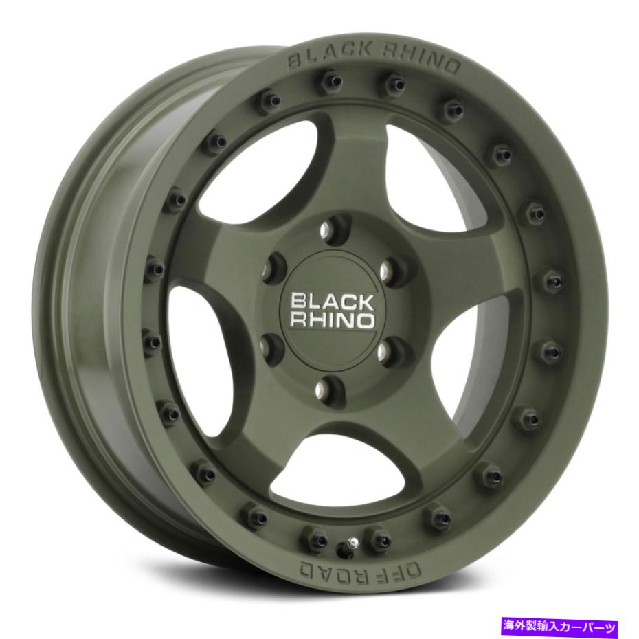 ホイール　4本セット ブラックサイバンタムホイール16x8（-10、5x127、71.5）4のグリーンリムセット Black Rhino BANTAM Wheels 16x8 (-10, 5x127, 71.5) Green Rims Set of 4