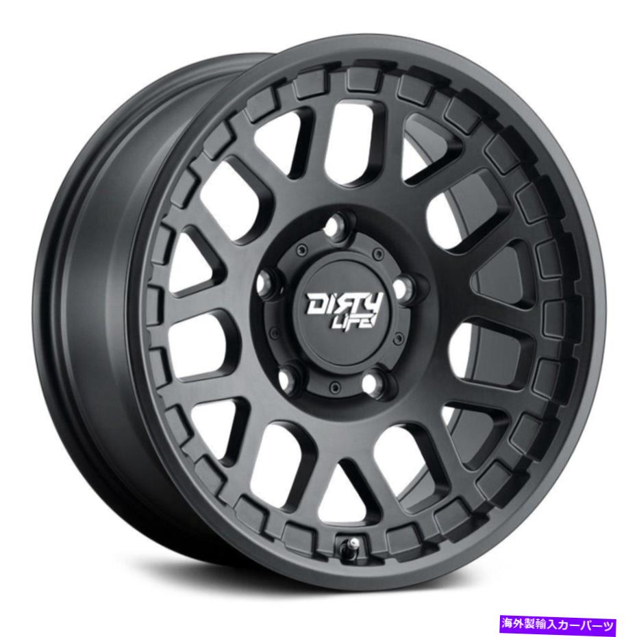 ホイール　4本セット ダーティライフ9306メサホイール17x9（0、6x139.7、106）4のブラックリムセット Dirty Life 9306 MESA Wheels 17x9 (0, 6x139.7, 106) Black Rims Set of 4