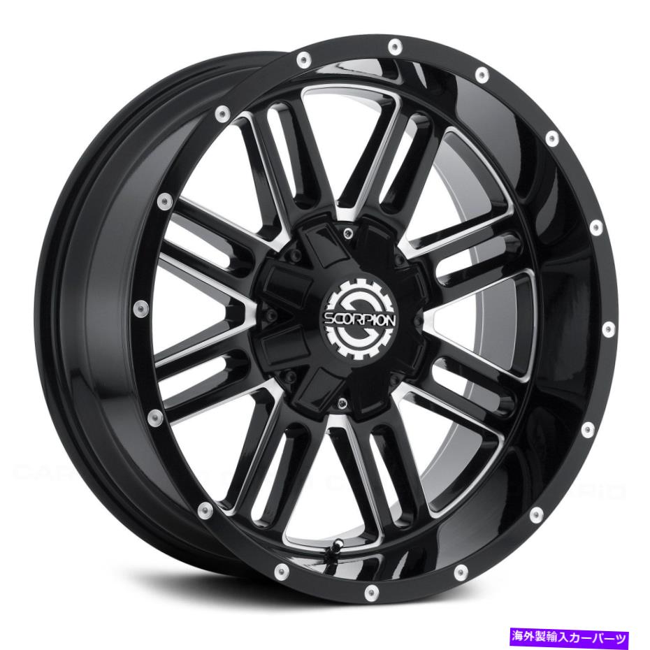 ホイール　4本セット Scorpion SC18ホイール20x9（-12、6x139.7、106.1）4のブラックリムセット Scorpion SC18 Wheels 20x9 (-12, 6x139.7, 106.1) Black Rims Set of 4