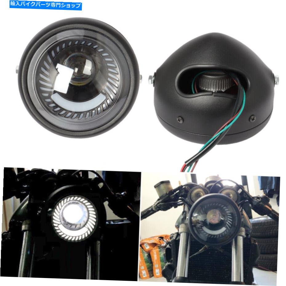 Headlight 6.5インチフロントオートバイヘッドライトラウンドLED電球ヘッドランプカフェレース 6.5 Inch Front Motorcycle Headlight Round LED Light Bulb Headlamp For Cafe Race