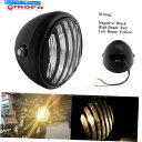 Headlight 6.5ハーレーチョッパーカフェレーサーのボバーハイ/ローアンバーランプのグリルヘッドライト 6.5 in Grille Headlight ...