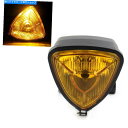 Headlight 12Vトライアングルモーターサイクルヘッドライトランプフィットハーレーチョッパーボバーカスタムイエロー 12V Triangle Motor...
