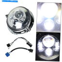 Headlight ツーリングロードグライドのための7 LEDプロジェクタークロムヘッドライトマウントリング付き 7 LED Projector Chrome Headlight For Touring Road Glide with Adapter Mount Ring