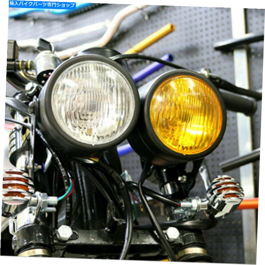 Headlight オートバイ4 039 039 ドミネーター双子デュアルヘッドライトダブルフロントヘッドランプハーレー Motorcycle 4 039 039 Dominator Twins Dual Headlight Double Front Headlamp For Harley