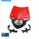 Headlight 12VレッドユニバーサルオートバイMXヘッドライトLEDライトダートピットバイクプロATVクアッド 12V Red Universal Mo...