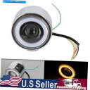Headlight ユニバーサルオートバイLEDヘッドライトプロジェクターレンズATV用カフェレーサーイエロー Universal Motorcycle LED...