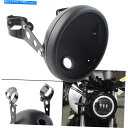 Headlight ハーレーモーターマットブラック用のブラケット付きヘッドライトレトロLEDヘッドランプシェル 7