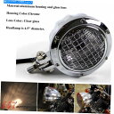 Headlight クロムオートバイメッシュグリルヘッドライトヘッドランプファセットシェルカフェレーサー用シェル Chrome Motorcycle Mesh ...
