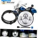 Headlight ハーレーオートバイ用の7インチLEDヘッドライトHI-LOビーム+マウントブラケットリングクローム 7 Inch LED Headlight...