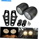 Headlight ブラックツインヘッドライトオートバイダブルデュアルランプブラケットストリートファイターにフィット Black Twin Headlight ...
