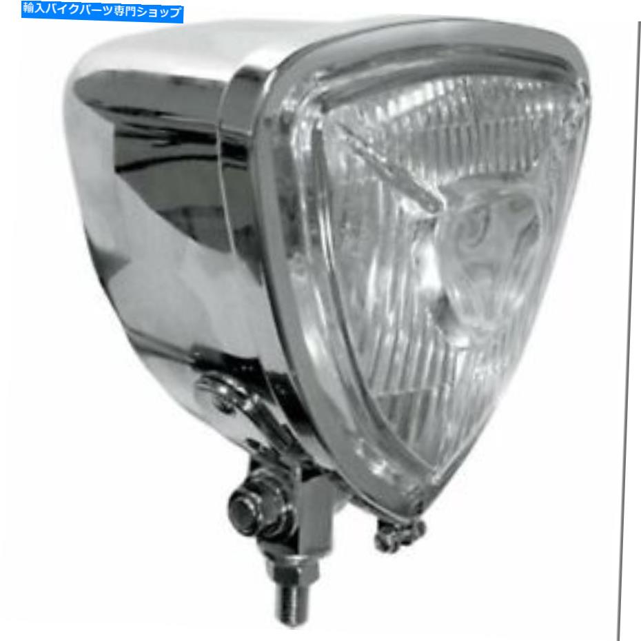 Headlight トライアングルアリススタイルヘッドライトクロムボトムマウントチョッパートライアングラーエムゴ＃1250 Triangle Aris Style Headlight Chrome Bottom Mount Chopper Triangular EMGO 1250