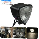 Headlight ハーレーチョッパーボバーカスタム用の黒いオートバイレトロトライアングルヘッドライトランプ Black Motorcycle Retro Tr...