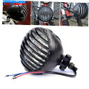Headlight ハーレーダイナのための黒いオートバイの丸いスカラップフィングリルヘッドライト Black Motorcycle Round Headlamp...