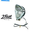 Headlight 12ボルトアリススタイルトライアングルブラックヘッドライト付きクロムボトムマウント66-84168 12 Volt Aris Style T...