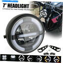 Headlight 7 ''モーターサイクルDRLエンジェルアイズHI-LOビームヘッドライトブラケットハーレーカフェレーサー 7'' Motorcycle D...
