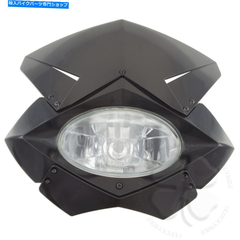 Headlight 反乱軍の戦闘機ブラックユニバーサルカウリングヘッドライトフェアリングスタントライト Rebel Street Fighter Black Universal Cowling Headlight Fairing Stunt Light