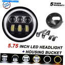 Headlight 5-3/4 5.75インチLEDオートバイヘッドライトDRL+ハーレーホンダ用ハウジングバケット 5-3/4 5.75 inch LED M...