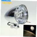 Headlight ハーレーボバーチョッパー税関用のクロムオートバイバイザー弾丸ヘッドライトランプ Chrome Motorcycle Visor Bullet...