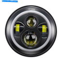 Headlight 7 ''ブラックラウンドプロジェクターHalomaker Hid hi/lo LEDヘッドライトハーレーダビッドソン 7'' BlackRo...