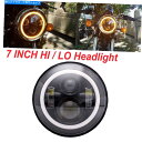 Headlight 7 ''オートバイLEDヘッドライトアンバーハローリングDRLフィットカフェレーサーカスタムバイク 7'' Motorcycle LED H...