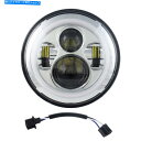 Headlight ハーレーデビッドソンオートバイグライド用のクロム7インチラウンドLEDヘッドライト付きヘッドライトW/ハロー Chrome 7 inch R...