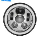 Headlight クロム7インチラウンドLEDヘッドライトWハーローハーレーデビッドソンストリートグライドソフトアイル Chrome 7inch Round ...