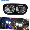 Headlight ハーレーロードグライドウルトラフルトゥ2004-13用デュアルLEDヘッドライトエンジェルアイズDRLキット Dual LED Headli...