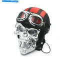 Headlight ユニバーサルシルバーLEDスカルヘッドライトランプモーターサイクルヘルメットゴーグルカフェレーサー Universal Silver LED...