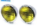 Headlight バイクヘッドライトとイエローレンズペアクロム - レトロカフェ&ボードレーサープロジェクト Motorbike Headlight & Ye...