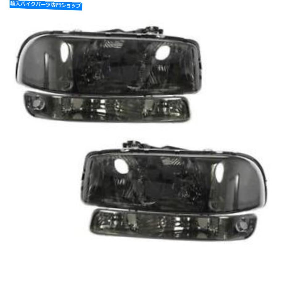 Headlight 2xإåɥ饤2007 Sierra3500饷åܥǥǥΥꥢ⡼ݥå 2X Headlights Clear Smoke Composite For 2007 Sierra &3500 Classic Body Models
