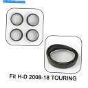 Headlight フィットH-D 2008-18ツーリングリアルカーボンファイバーヘッドライトトリムリング&ターンシグナル Fit H-D 2008-18 T...