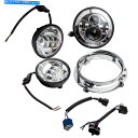 Headlight アフターマーケット7インチLEDヘッドライトペア4.5インチフォグパスパスライトセットハーレー Aftermarket 7inch LED ...