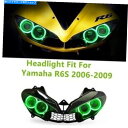 Headlight ヤマハYZF R6S 2006-2009 DRLのLEDグリーンエンジェルアイヘッドライトアセンブリヘッドランプ LED Green Ang...