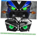 Headlight ヤマハYZF R3のフルLEDヘッドライトアセンブリ15-18スポーツバイクフロントランプグリーン Full LED Headlight A...