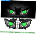 Headlight ホンダCBR600RR 2013-2021エンジェルアイハイドプロジェクターグリーンのKTヘッドライトアセンブリ KT Headlight ...