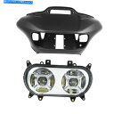 Headlight マットインナーフェアリングクロムLEDハーレーロードグライド15-22に合うヘッドライト Matte Inner Outer Fairing...