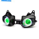 Headlight KT LED Angel Eye HIDヘッドライトアセンブリカワサキZX6R ZX-6R 2007 2008グリーン KT LED Ang...