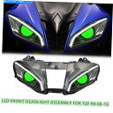 Headlight HIDヘッドライトアセンブリLED Yamaha YZF R6 2008-2016 Greenの光ファイバーDRL HID Headligh...