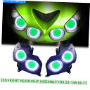 Headlight 川崎ZX14R ZZR1400 06-11エンジェルハローデーモンアイグリーンの2X LEDヘッドライト 2X LED Headlights...