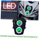 Headlight スズキGSXR1300 Hayabusaのヘッドライトアセンブリ1999-2007 Led Angel Eyes Green Headlig...