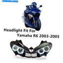 Headlight ヤマハYZF R6 2003-2005 DRLのLEDホワイトエンジェルアイヘッドライトアセンブリヘッドランプ LED White Ange...