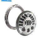 Headlight J&M 7in。取り付けリング付き適応LEDヘッドライト-Chrome -0555061 J&M 7in. Adaptive LED Hea...