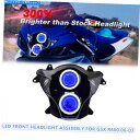 Headlight スズキGSXR600 GSX-R600 06-07 DEMON EYES DRL BLUEの1X LEDフロントヘッドライト 1X LED ...