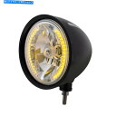Headlight バイザー付きブラック「ビレット」スタイルの溝ヘッドライト-34アンバーLEDクリスタルハロゲン Black “BILLET” Style G...