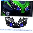 Headlight 川崎の1x LEDヘッドライトアセンブリ650 15-19オートバイランプDRLブルー 1X LED Headlight Assembly ...